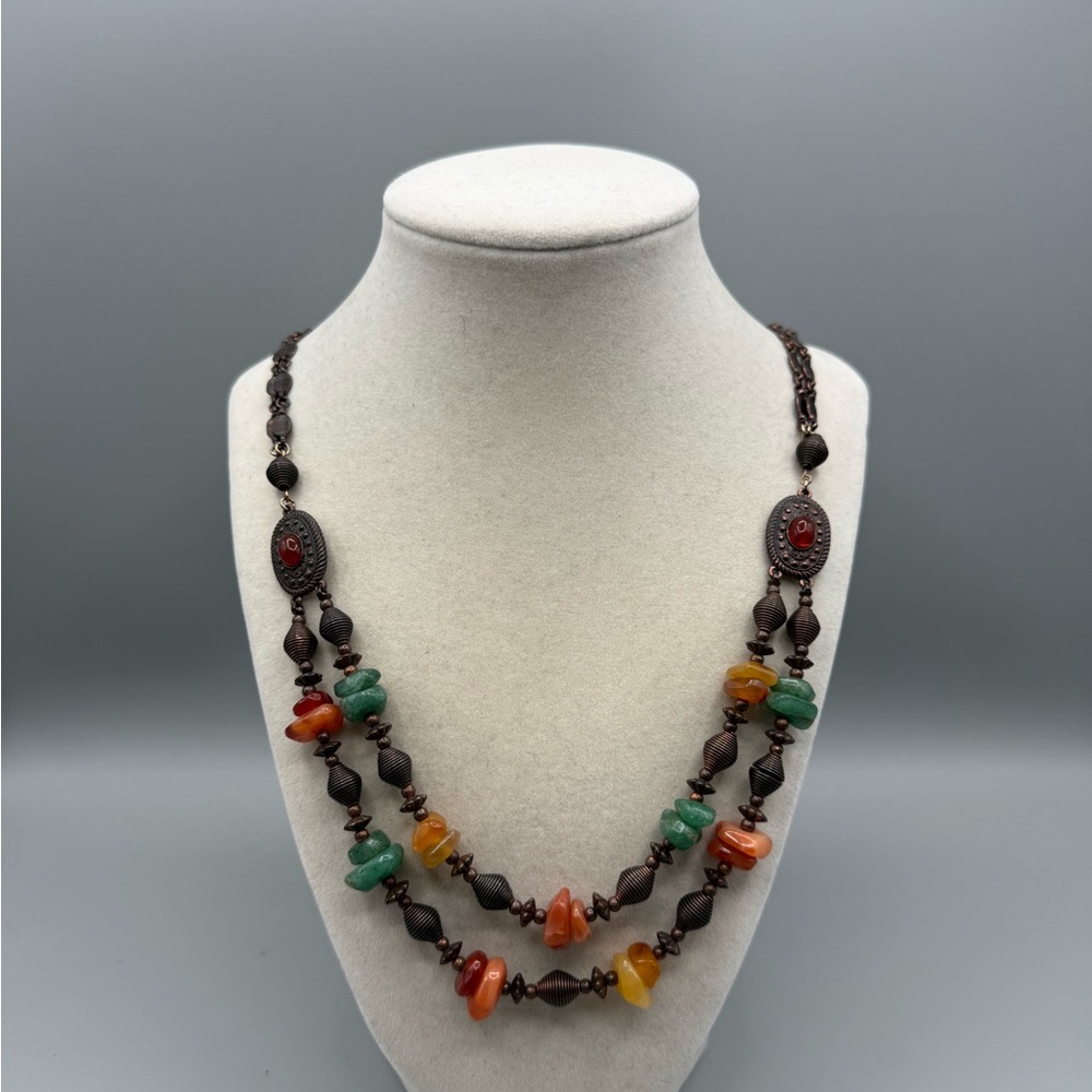 1928 genuine gemstone double strand Necklace